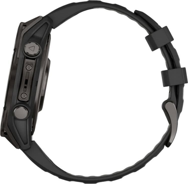 Смарт-часы Garmin Fenix 8 Amoled - 47 mm Sapphire, Угольно-серый с DLC-покрытием, пепельно-черный силиконовый ремешок 5