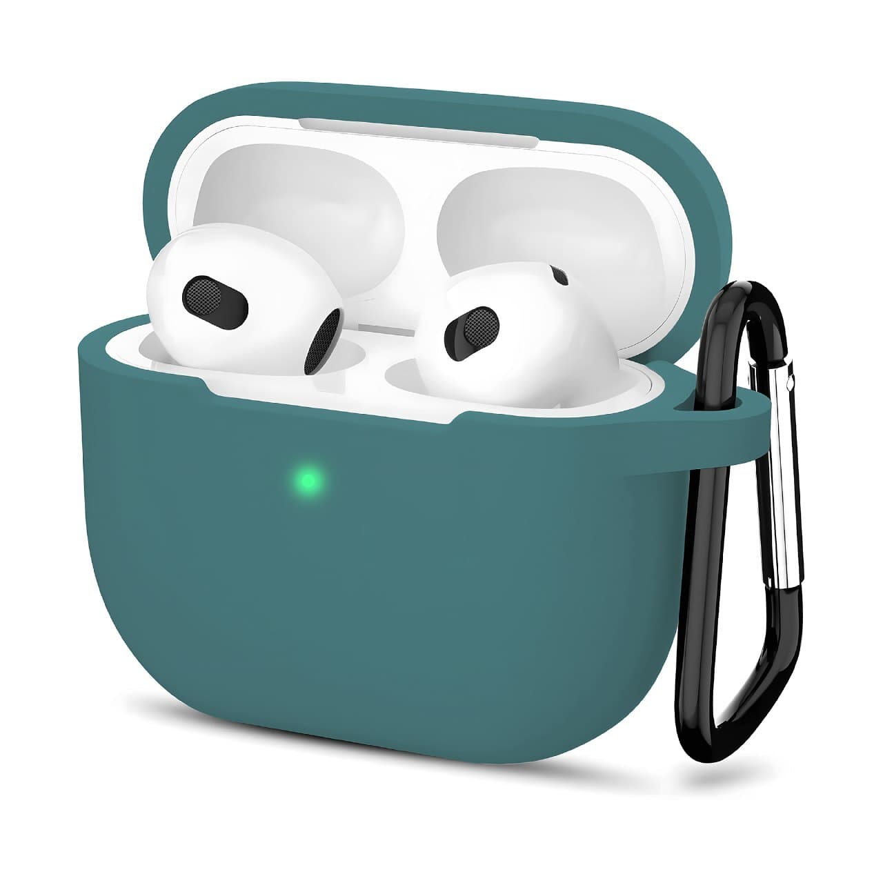 Чехол силиконовый Gurdini Silicone Case с карабином для AirPods 4 Зеленый