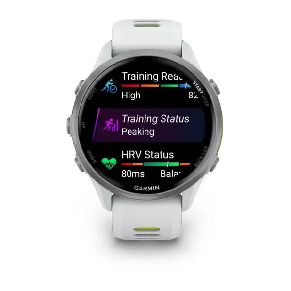 Смарт-часы Garmin Forerunner 970 - 47 mm, Белый, титановый безель, бело-зеленый ремешок (010-02969-01) 5