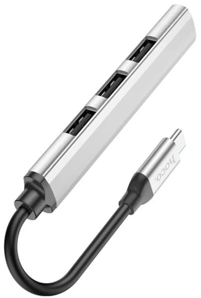 Мультипорт Hoco HB26 Type-C to 1xUSB 3.0 3xUSB 2.0 Серебристый