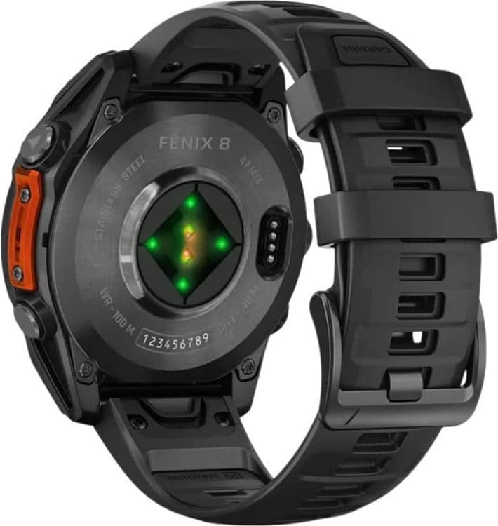 Смарт-часы Garmin Fenix 8 Amoled - 47 mm Sapphire, Серый, черный силиконовый ремешок 5