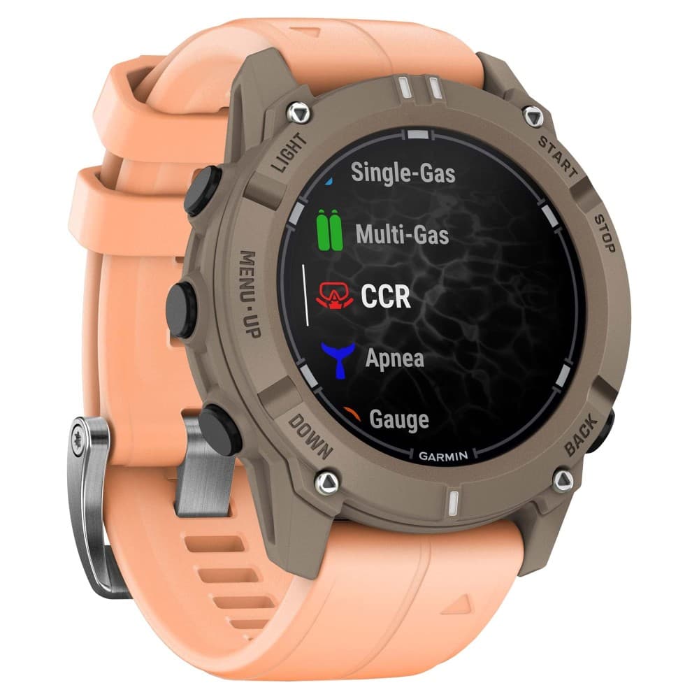 Смарт-часы Garmin Descent G2 - 45 mm, Сиренево-бежевый (палома), нежно-розовый силиконовый ремешок 3