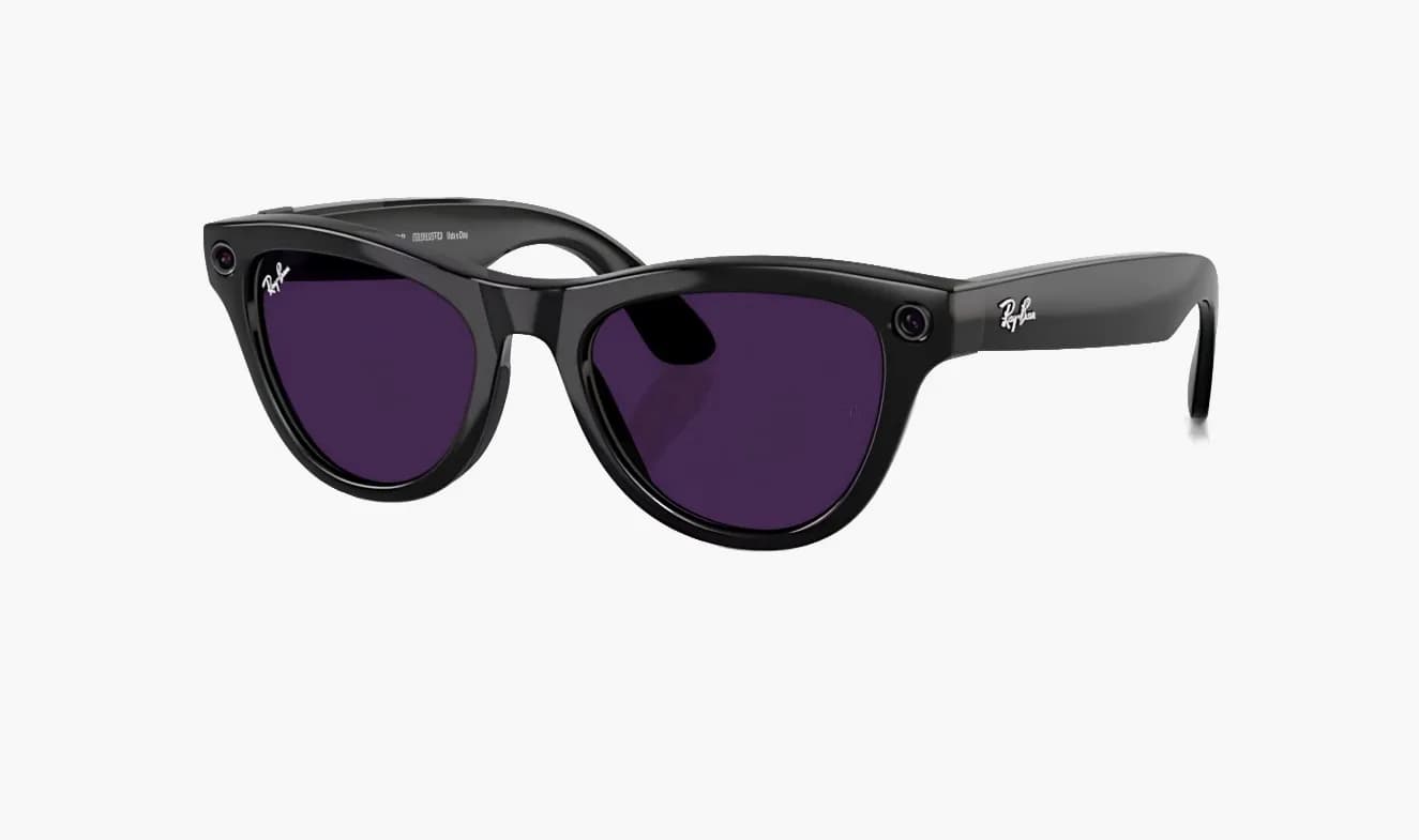 Умные очки Ray-Ban Meta Skyler RW4010 (Глянцевая чёрная оправа, линзы прозрачно-голубые), размер M