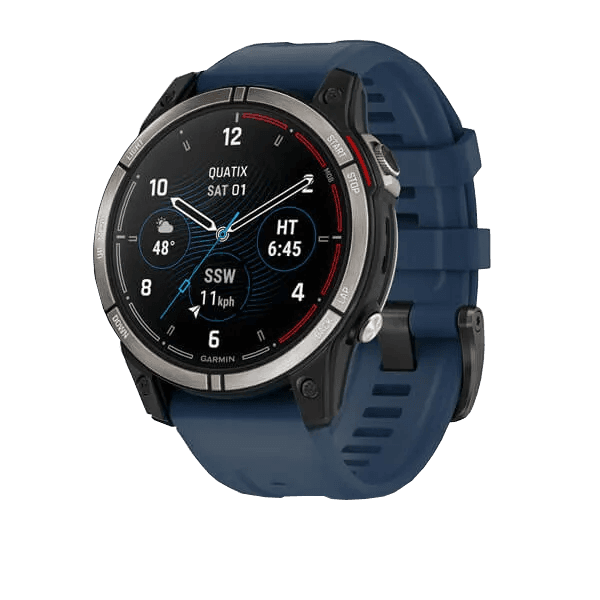 Смарт-часы Garmin Quatix 7 Sapphire Edition - 47 mm, Титановый, синий силиконовый ремешок