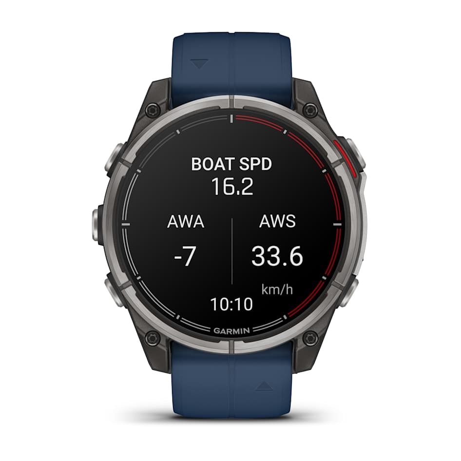 Смарт-часы Garmin Quatix 8 - 47 mm, Amoled, Sapphire, Титановый, синий силиконовый ремешок 4