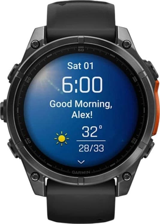 Смарт-часы Garmin Fenix 8 Amoled - 47 mm Sapphire, Серый, черный силиконовый ремешок 2