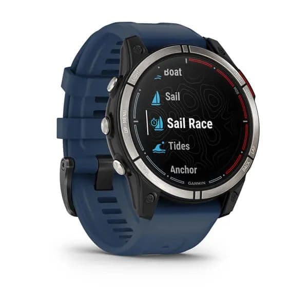 Смарт-часы Garmin Quatix 7 Sapphire Edition - 47 mm, Титановый, синий силиконовый ремешок 2