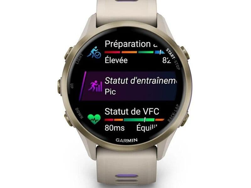 Смарт-часы Garmin Forerunner 970 - 47 mm, Золотистый, титановый безель, серый с индиго ремешок (010-02969-02) 6