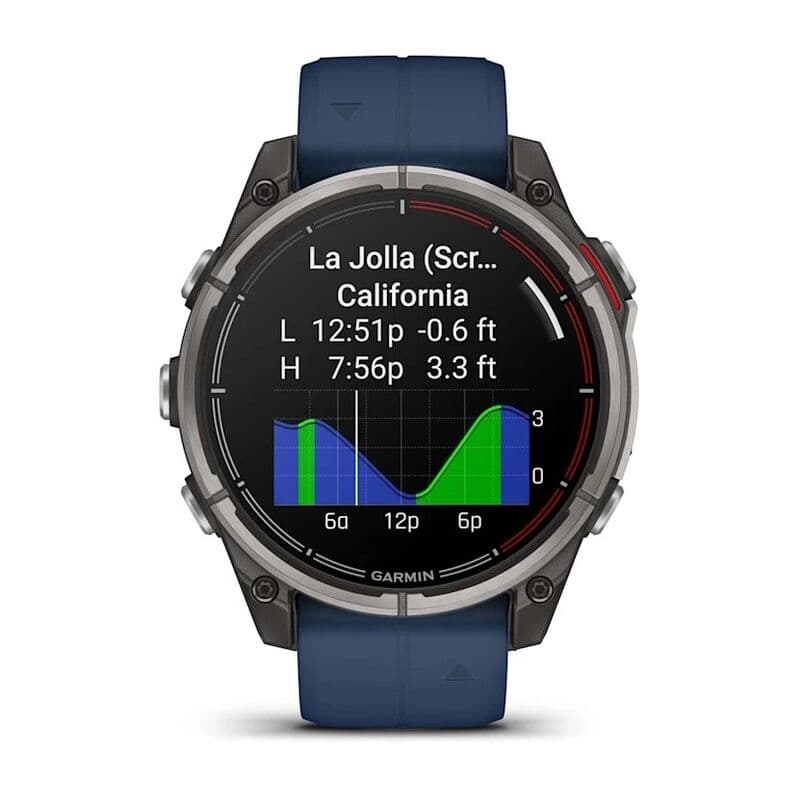 Смарт-часы Garmin Quatix 8 - 51 mm, Amoled, Sapphire, Титановый, синий силиконовый ремешок 6