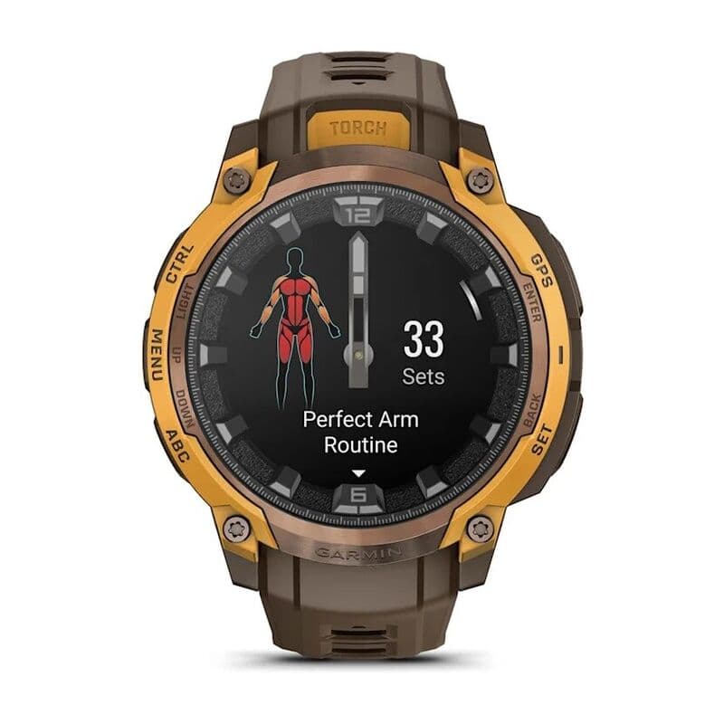 Смарт-часы Garmin Instinct Crossover Amoled - 46 mm, Бронзовый, светло-коричневый силиконовый ремешок 7