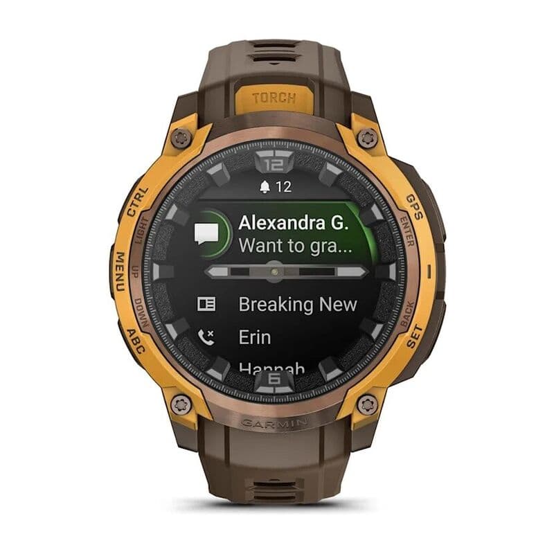 Смарт-часы Garmin Instinct Crossover Amoled - 46 mm, Бронзовый, светло-коричневый силиконовый ремешок 6