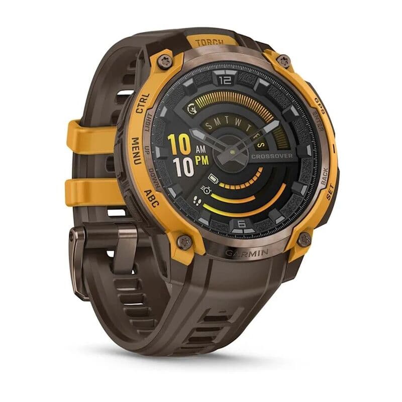 Смарт-часы Garmin Instinct Crossover Amoled - 46 mm, Бронзовый, светло-коричневый силиконовый ремешок 3