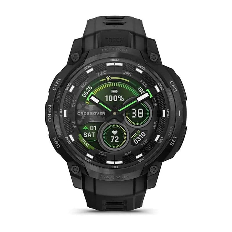 Смарт-часы Garmin Instinct Crossover Amoled Tactical Edition - 46 mm, Черный, черный силиконовый ремешок 2
