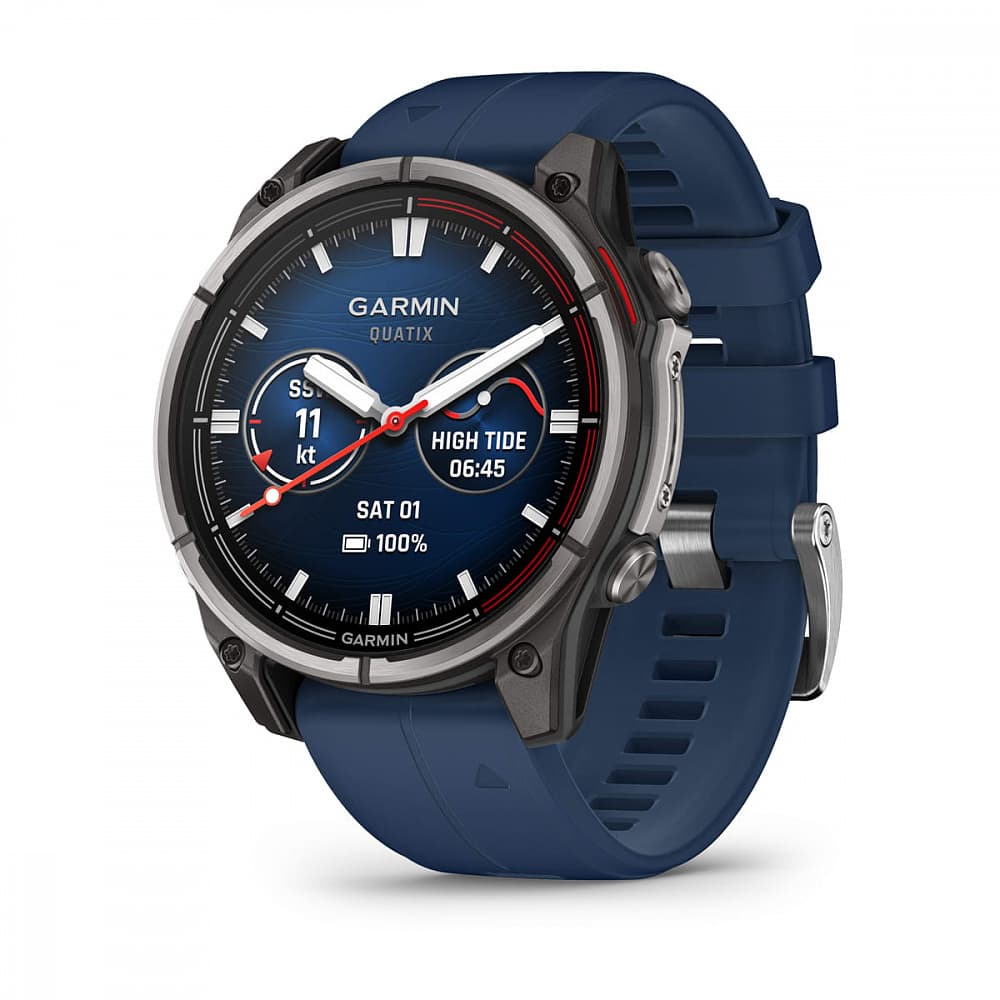 Смарт-часы Garmin Quatix 8 - 47 mm, Amoled, Sapphire, Титановый, синий силиконовый ремешок