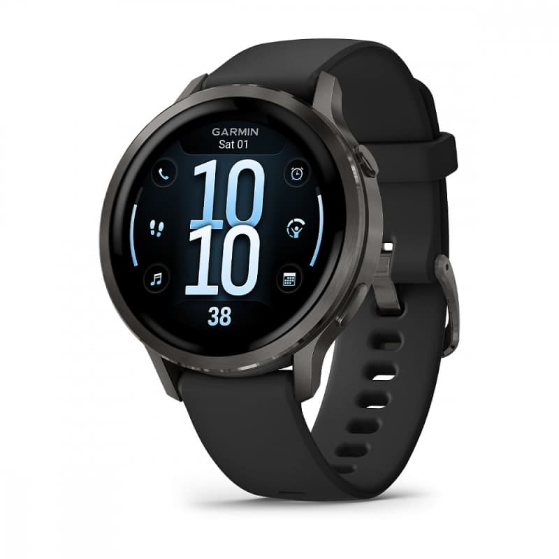 Смарт-часы Garmin Venu 4 - 41 mm, Темно-серый, черный силиконовый ремешок
