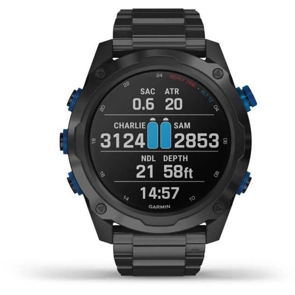 Смарт-часы Garmin Descent Mk2i - 52 mm, Титановый с DLC-покрытием и черным титановым ремешком + Датчик Descent T1 2