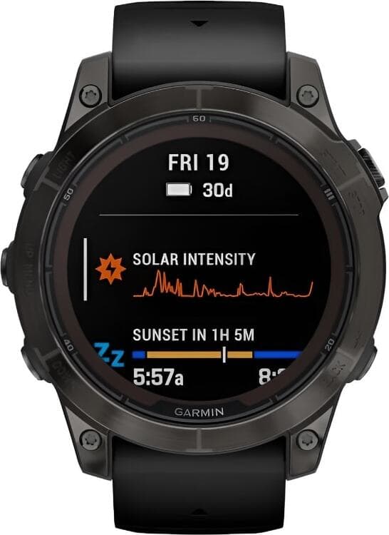 Смарт-часы Garmin Fenix 7 Pro Sapphire Solar - 47 mm, Титановый, угольно-серый безель с DLC-покрытием, черный ремешок 2