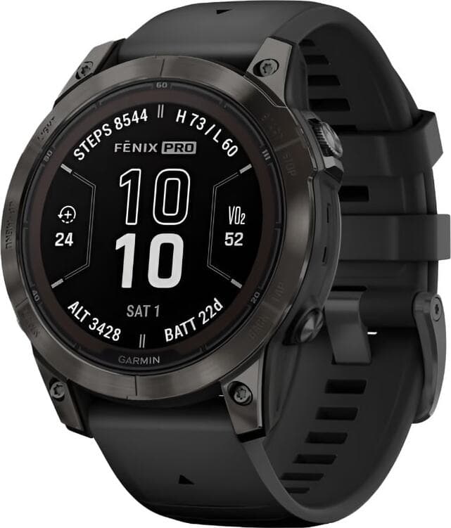 Смарт-часы Garmin Fenix 7 Pro Sapphire Solar - 47 mm, Титановый, угольно-серый безель с DLC-покрытием, черный ремешок