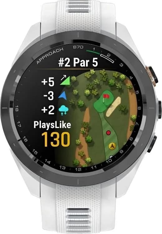 Смарт-часы Garmin Approach S70 - 42 mm, черный керамический безель с белым силиконовым ремешком 2