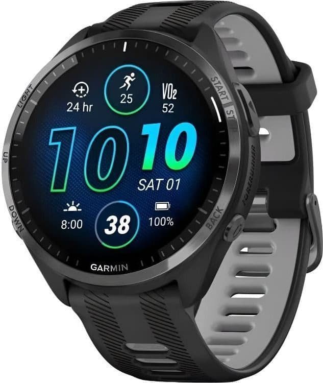 Смарт-часы Garmin Forerunner 965 - 47 mm, Черный, титановый безель с DLC-покрытием, черный ремешок (010-02809-20)