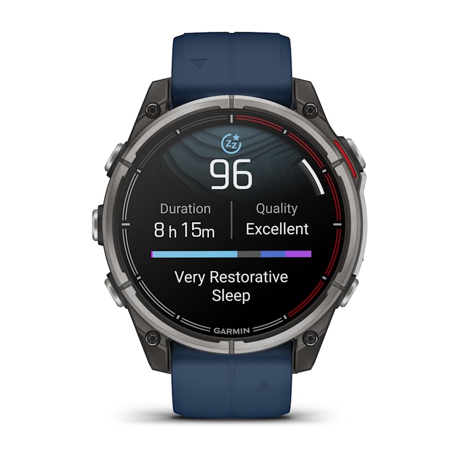Смарт-часы Garmin Quatix 8 - 47 mm, Amoled, Sapphire, Титановый, синий силиконовый ремешок 8