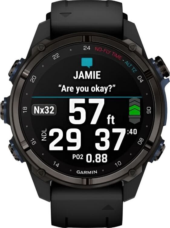 Смарт-часы Garmin Descent Mk3i - 43 mm, Титановый, угольно-серый безель с DLC-покрытием, черный силиконовый ремешок 2