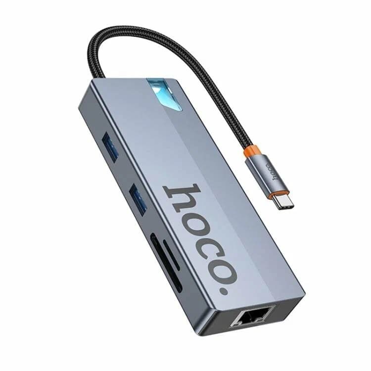 Мультипорт Hoco HB52 Type-C to 2xUSB 3.0 HDMI MicroSD SD RJ45 Type-C