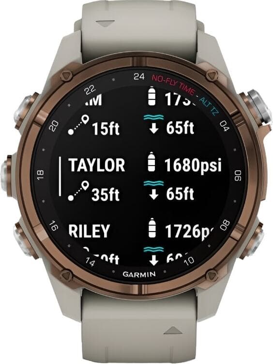 Смарт-часы Garmin Descent Mk3i - 43 mm, Титановый, бронзовый безель с PVD-покрытием, серый силиконовый ремешок 4