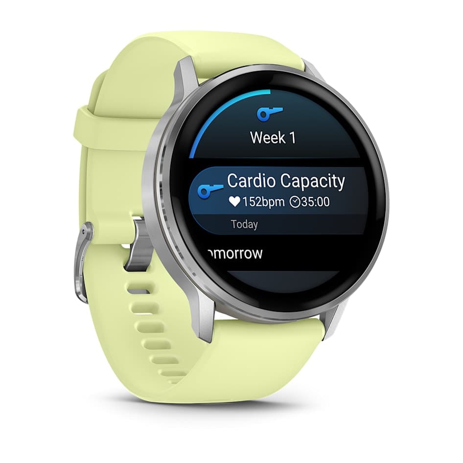 Смарт-часы Garmin Venu 4 - 45 mm, Серебристый , лимонный силиконовый ремешок 3