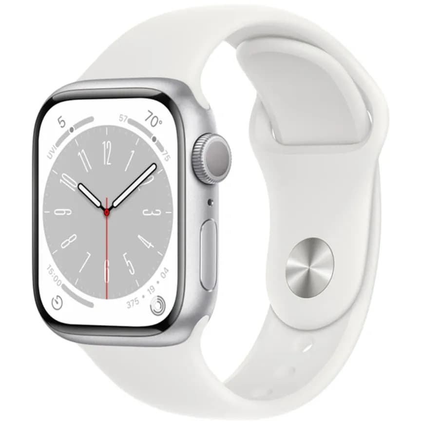 Смарт-часы Apple Watch S8 - 45 mm GPS Silver/White Sport band
