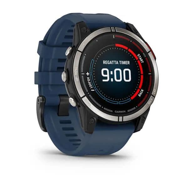 Смарт-часы Garmin Quatix 7 Sapphire Edition - 47 mm, Титановый, синий силиконовый ремешок 3