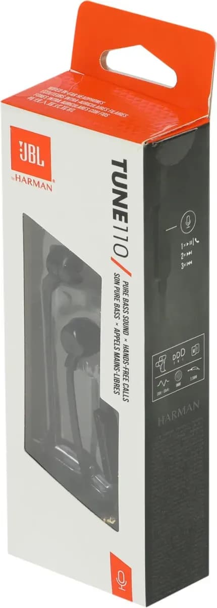 Наушники JBL Tune 110, 3.5 мм, внутриканальные, цвет Черный 6