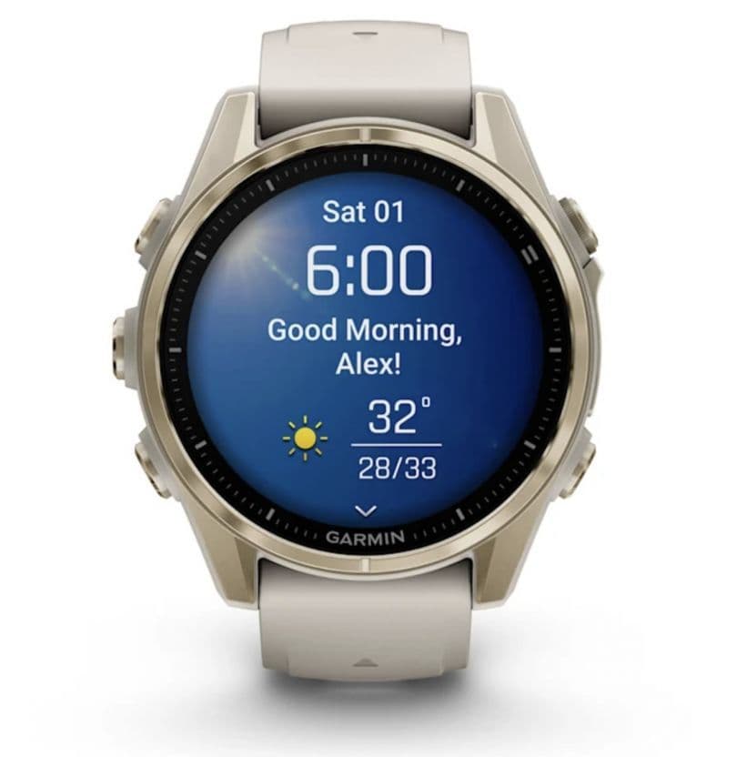 Смарт-часы Garmin Fenix 8 Amoled - 43 mm, Золотистый, дымчато-серый силиконовый ремешок 2