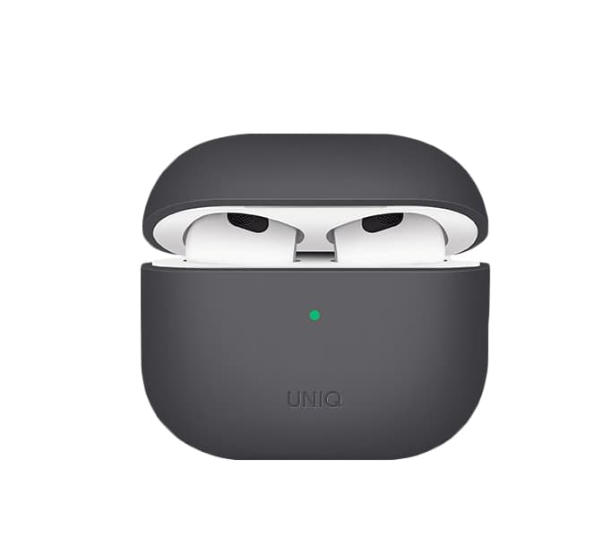 Чехол с карабином Uniq Lino Liquid Silicone для AirPods 3 Серый