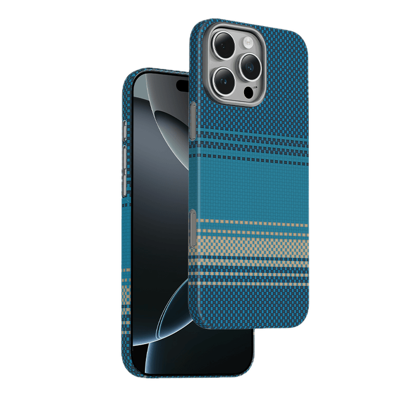 Чехол Knit Kevlar MagSafe для iPhone 17 Pro Серо-синий