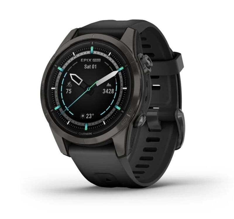 Смарт-часы Garmin Epix Pro (Gen 2) Sapphire Edition - 42 mm, Титановый, угольно-серый безель с DLC-покрытием, черный ремешок