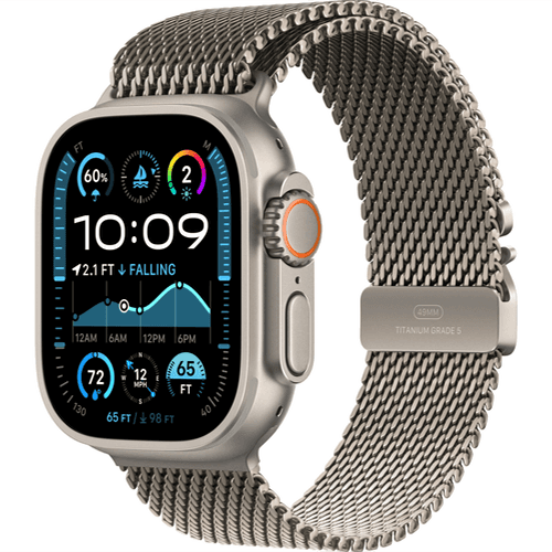 Смарт-часы Apple Watch Ultra 2 (2024) - 49 mm Natural Titanium case | ремешок Titanium Milanese Loop цвета Natural Titanium, размер L